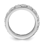 Sterling Silver Rhodium plated Blue & White CZ 3 Band Set