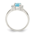 Sterling Silver Light Blue & White CZ Ring