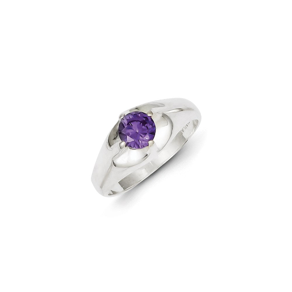 Sterling Silver Purple Round CZ Ring