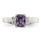 Sterling Silver Purple & White CZ Ring
