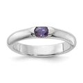 Sterling Silver Purple Oval CZ Half Bezel Ring