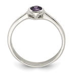 Sterling Silver Purple Round Bezel CZ Ring