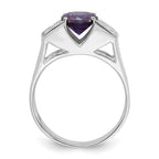 Sterling Silver Purple Round w/Pav‚ Sides CZ Ring