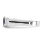 Sterling Silver Purple Round w/Pav‚ Sides CZ Ring
