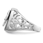 Sterling Silver Rhodium Plated CZ Black Onyx Ring