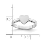 Sterling Silver Rhodium-plated Polished Heart Children's Ring