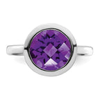 Sterling Silver Rhodium-plated Amethyst Ring