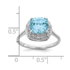 Sterling Silver Rhodium Plated Diamond & Light Swiss Blue Topaz Ring