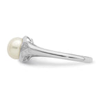 Sterling Silver Rhodium Plated Diamond and FW Cultured Pearl Ring