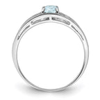 Sterling Silver Rhodium Plated Aquamarine Ring