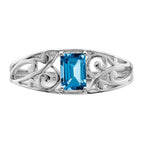 Sterling Silver Rhodium Plated Sky Blue Topaz Ring