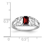 Sterling Silver Rhodium Plated Garnet Ring