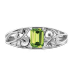 Sterling Silver Rhodium Plated Peridot Ring