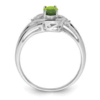 Sterling Silver Rhodium Plated Diamond & Peridot Ring