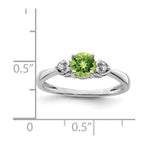 Sterling Silver Rhodium Plated Diamond and Peridot Round Ring