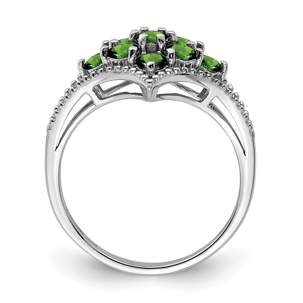 Sterling Silver Rhodium Plated Tsavorite Ring