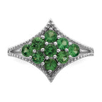 Sterling Silver Rhodium Plated Tsavorite Ring