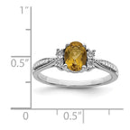 Sterling Silver Rhodium Diam. & Whiskey Quartz Ring