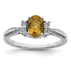 Sterling Silver Rhodium Diam. & Whiskey Quartz Ring