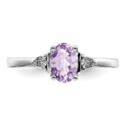 Sterling Silver Rhodium Diam. & Rose de France Ring