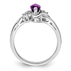 Sterling Silver Rhodium-plated Diamond & Amethyst Ring