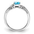 Sterling Silver Rhodium Light Swiss Blue Topaz & Diam. Ring