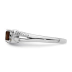 Sterling Silver Rhodium Smoky Quartz Diam. Ring
