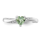 Sterling Silver Rhodium Green Quartz Diam. Ring
