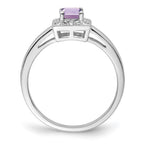 Sterling Silver Rhodium Pink Quartz Diam. Ring