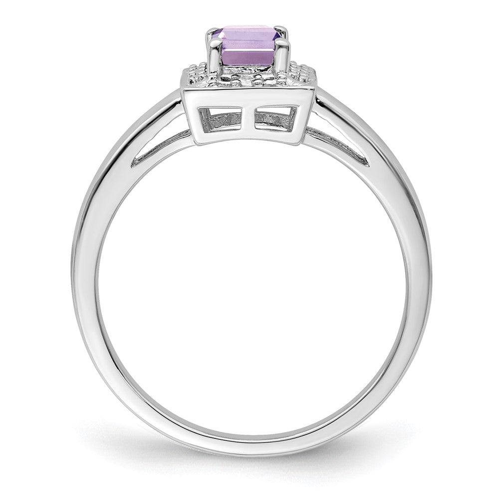 Sterling Silver Rhodium Pink Quartz Diam. Ring