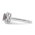 Sterling Silver Rhodium Pink Quartz Diam. Ring
