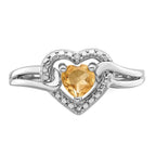 Sterling Silver Rhodium Whiskey Quartz Diam. Ring