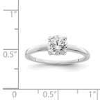 Sterling Silver Rhodium-plated Solitaire Round CZ Ring