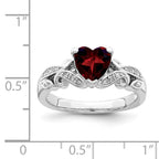 Sterling Silver Rhodium-plated Diamond and Garnet Ring
