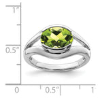 Sterling Silver Rhodium Peridot Ring