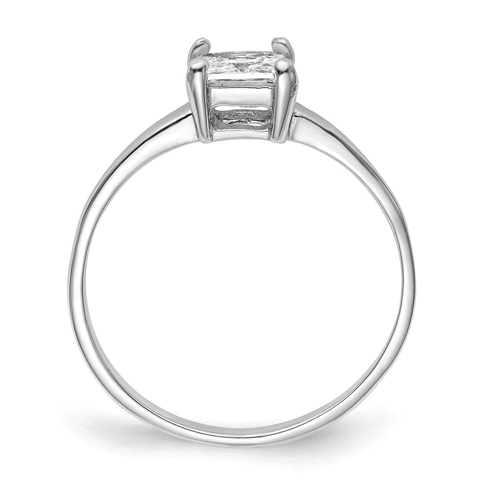 Sterling Silver Rhodium-plated Solitaire Princess CZ Ring