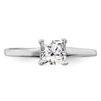 Sterling Silver Rhodium-plated Solitaire Princess CZ Ring