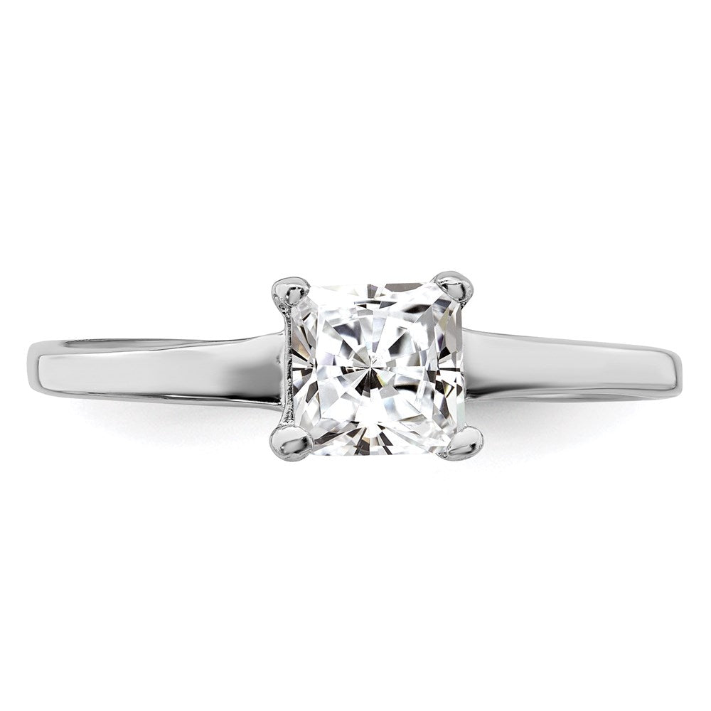 Sterling Silver Rhodium-plated Solitaire Princess CZ Ring