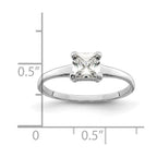 Sterling Silver Rhodium-plated Solitaire Princess CZ Ring