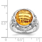 Sterling Silver Rhodium Citrine Ring