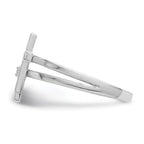 Sterling Silver Rhodium Plated Diamond Crosses Ring