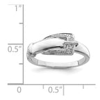 Sterling Silver Rhodium Plated Diamond Buckle Ring