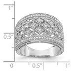 Sterling Silver Rhodium Plated Fancy Diamond Band