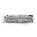 Sterling Silver Rhodium Plated Diam. Men's Band