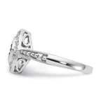 Sterling Silver Champagne & Clear Diamond & Small Diamond Shape Ring