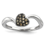 Sterling Silver Champagne Diamond Small Heart Ring