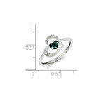 Sterling Silver Blue and White Diamond Heart Ring