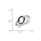 Sterling Silver White & Blue Diamond Ring