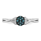 White Night Sterling Silver Rhodium-plated Blue and White Diamond Oval Ring