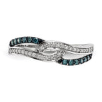 Sterling Silver Blue and White Diamond Ring